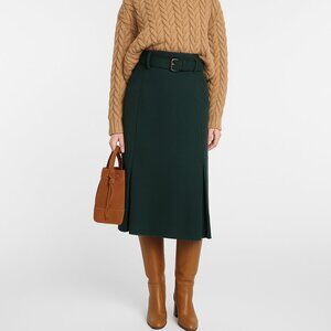 YVES SAINT LAURENT Vtg 100% Wool Heritage Pockets Designer Flared Midi Skirt 42